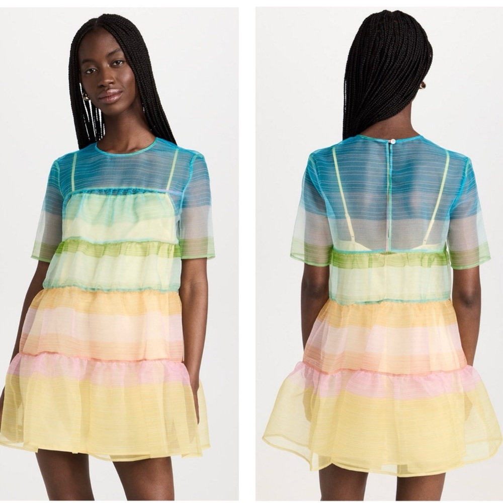 STAUD Multicolor Striped Mini Dress